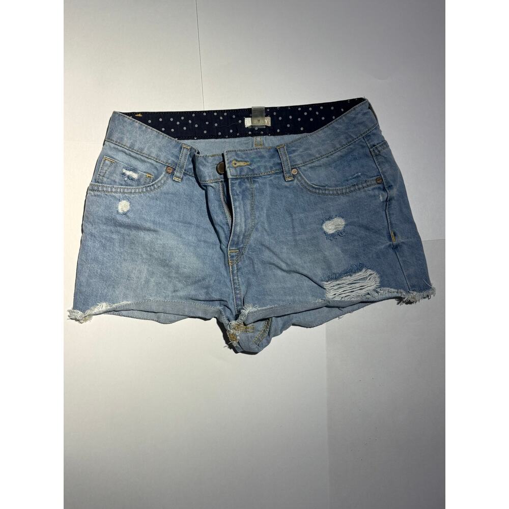 Roxy Womens Distressed Denim Cut Off Shorts Light Wash Frayed Hem Y2K